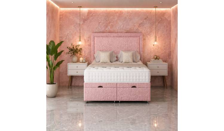 Comfy Deluxe Milan 4ft Small Double  Ottoman End Lift  Bed Set - Pink