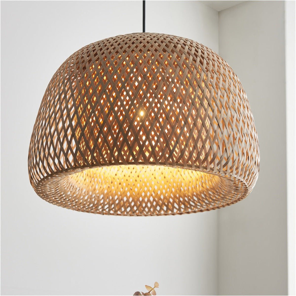 Loops Direct Set of 2 Rattan LED Pendant Lights - Natural Bamboo - Image 2