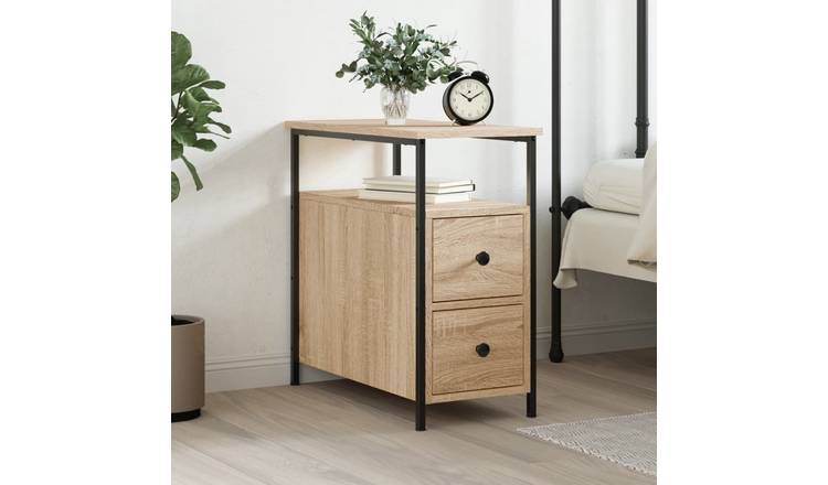 Walplus Engineered Wood Bedside Cabinet - Light Oak - 30 x 60 x 60 cm