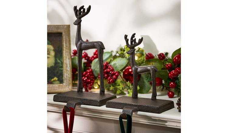 Dibor Cast Iron Christmas Stocking Holders - Brown