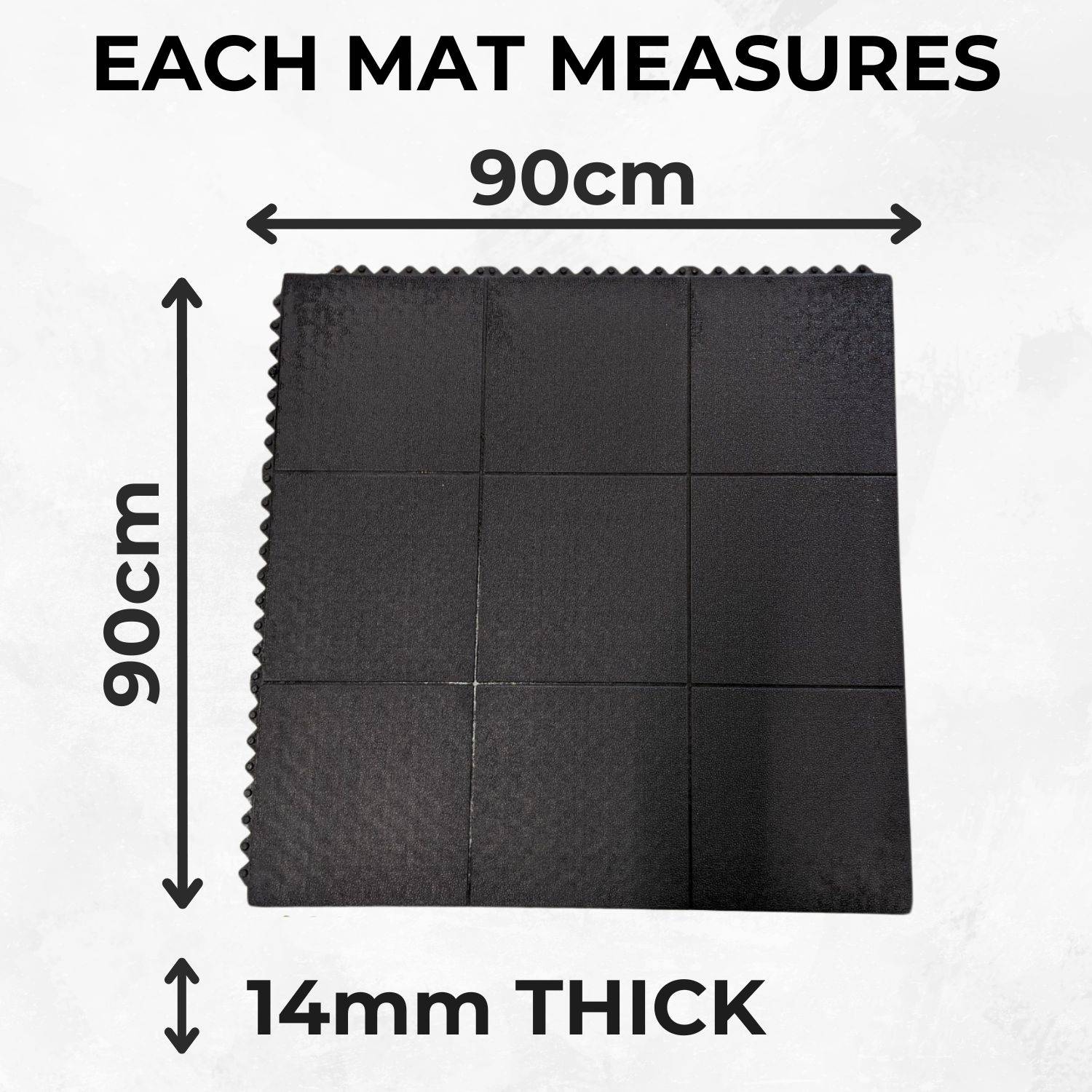 Ark Mat 14mm Heavy Duty Interlocking Rubber Gym Mat Floor Tiles 900x900mm - Image 2