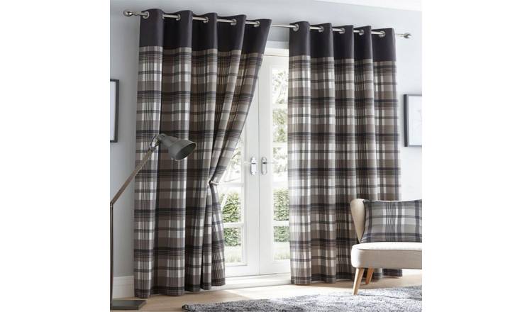 Portfolio Home Orleans Eyelet Curtains - Charcoal - 117 x 183cm