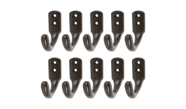 Hammer & Tongs Single Coat Hook - Black - Pack of 10