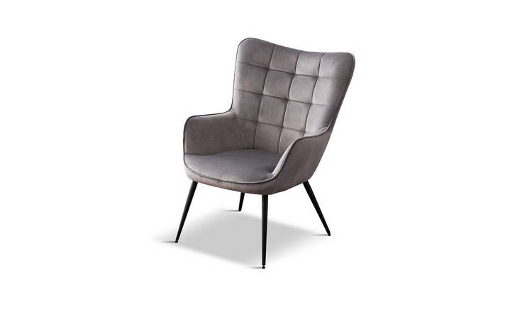 Furniture Online Vera Velvet Occasional Living Room Accent Chair - Grey