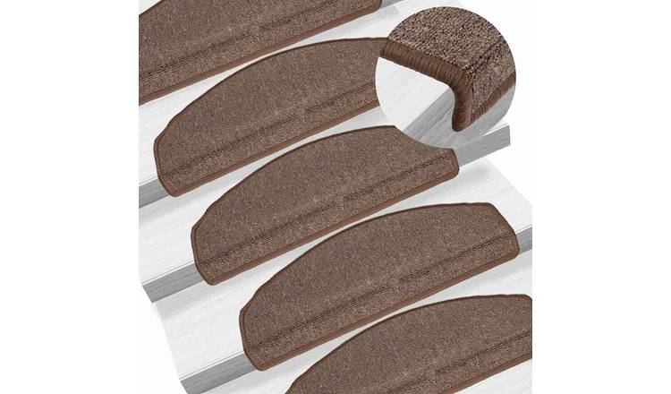 Walplus Pack of 15 Half Round PP Stair Mats - Coffee Brown - 65 x 24 cm