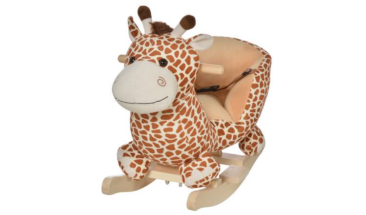 HOMCOM Giraffe Seat Belt Kids Rocking Horse - Multicolored