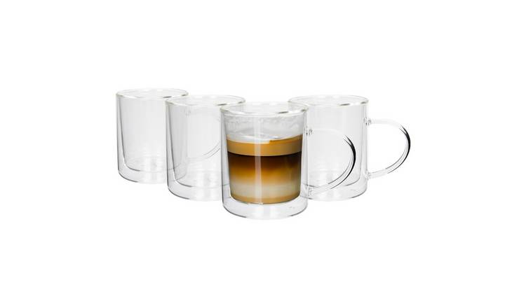 Rink Drink Double-Walled Glass Mugs Set - 360ml - Pack of 4