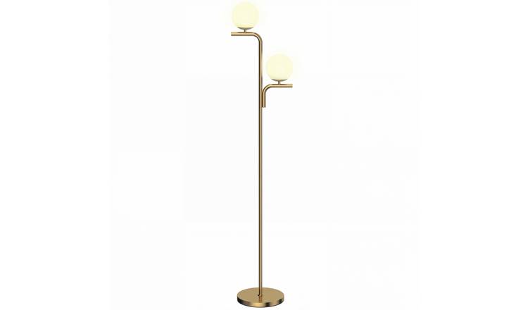 HOMCOM LED Dimmable Globe Glass Shades Floor Lamp - Gold Tone