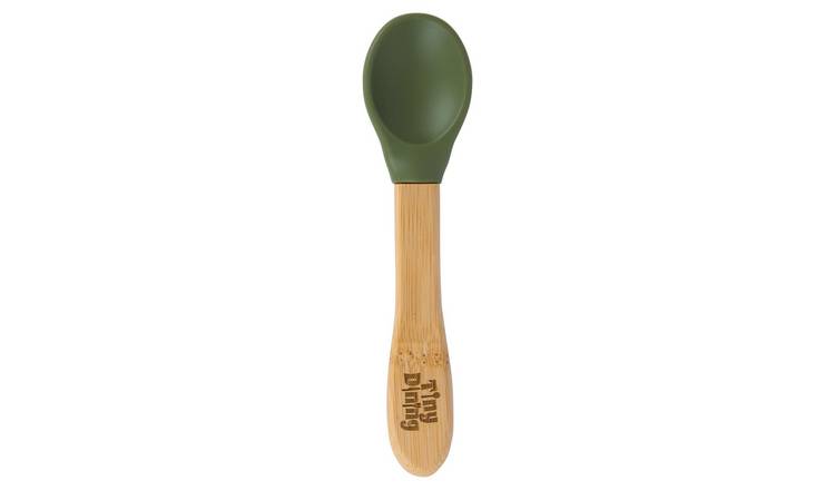 Tiny Dining Bamboo Silicone Tip Spoon - Olive Green