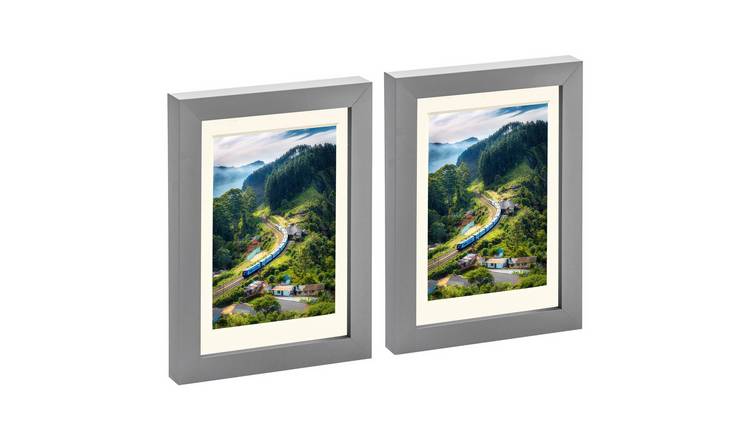 Nicola Spring Photo Frames - 5" x 7" with Mount - Set of 2 - Grey