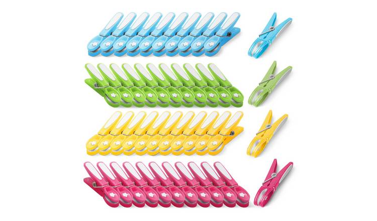 Keplin Multicolour Metal Spring Plastic Laundry Pegs - Pack of 48