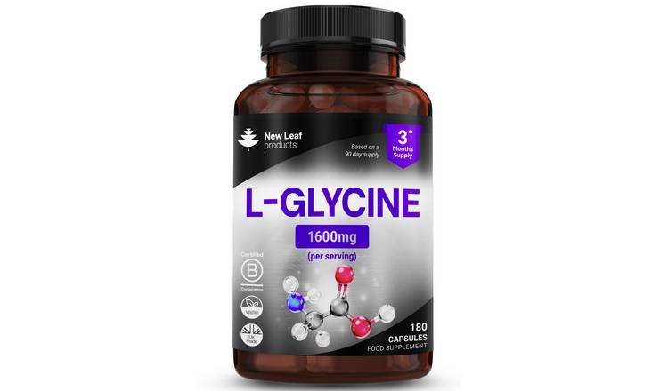 New Leaf L-Glycine Amino Acid 1600mg Supplements - 180 Capsules