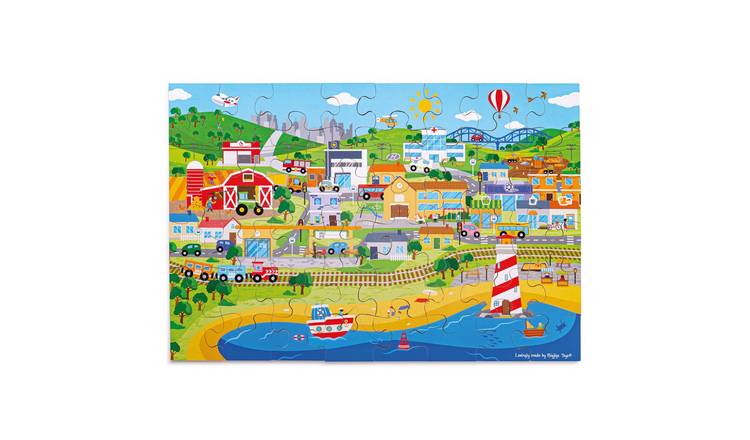 Bigjigs Toys Transport Town Floor Puzzle - 2 Years +