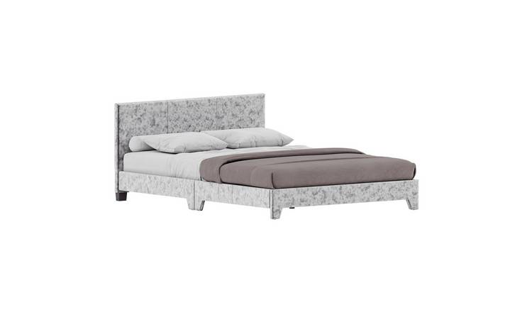 Vida Designs Victoria Velvet Double Bed With Foam Mattress - Silver