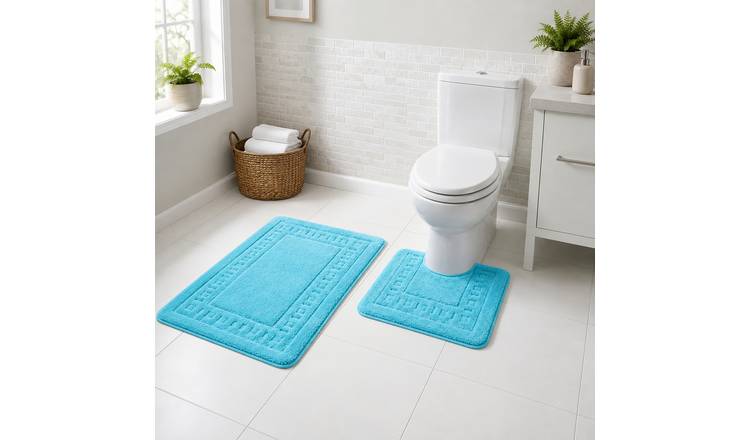 New Edge Blinds Miami Bath Mat & Pedestal Set - Aqua