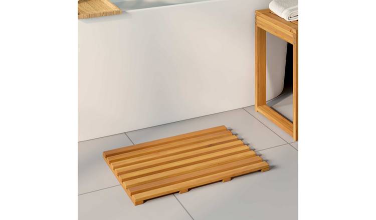 Walplus Wood Bath Mat Plain - Brown - 56 x 37 x 2.5 cm