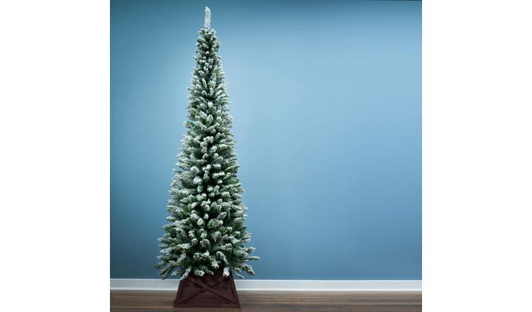 Christmas Tree World 7ft Snowy Pencil Christmas Tree