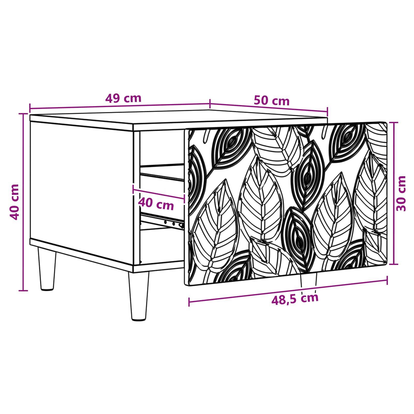 Walplus Engineered Wood Coffee Table - White - 50 x 49 x 40 cm - Image 7