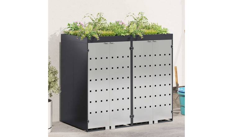 Walplus 120 L Steel Wheelie Bin Store - Anthracite - 136 x 77.5 x 121.5 cm