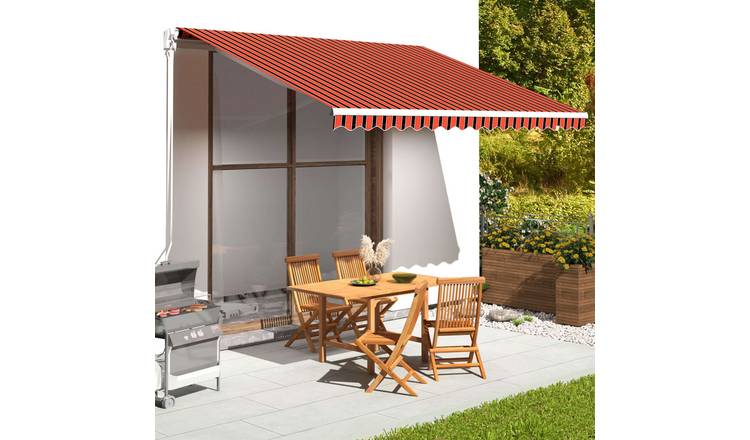 Walplus Polyester Awning - Orange and Brown - 400 x 350 cm - 380 x 345 cm Fabric