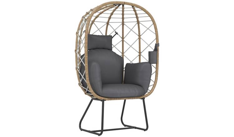 Outsunny Rattan Indoor Outdoor Garden Egg Swing Chair - Brown