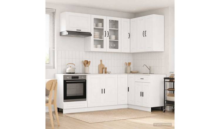 Walplus 8 Piece Engineered Wood Kitchen Unit Set - White