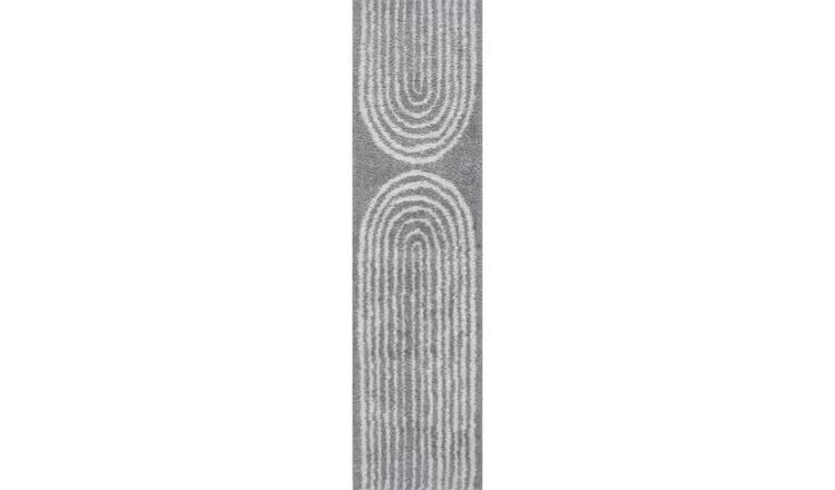 The Rugs Grey Moodi Rainbow Shaggy Runner Rug - 80 x 300cm