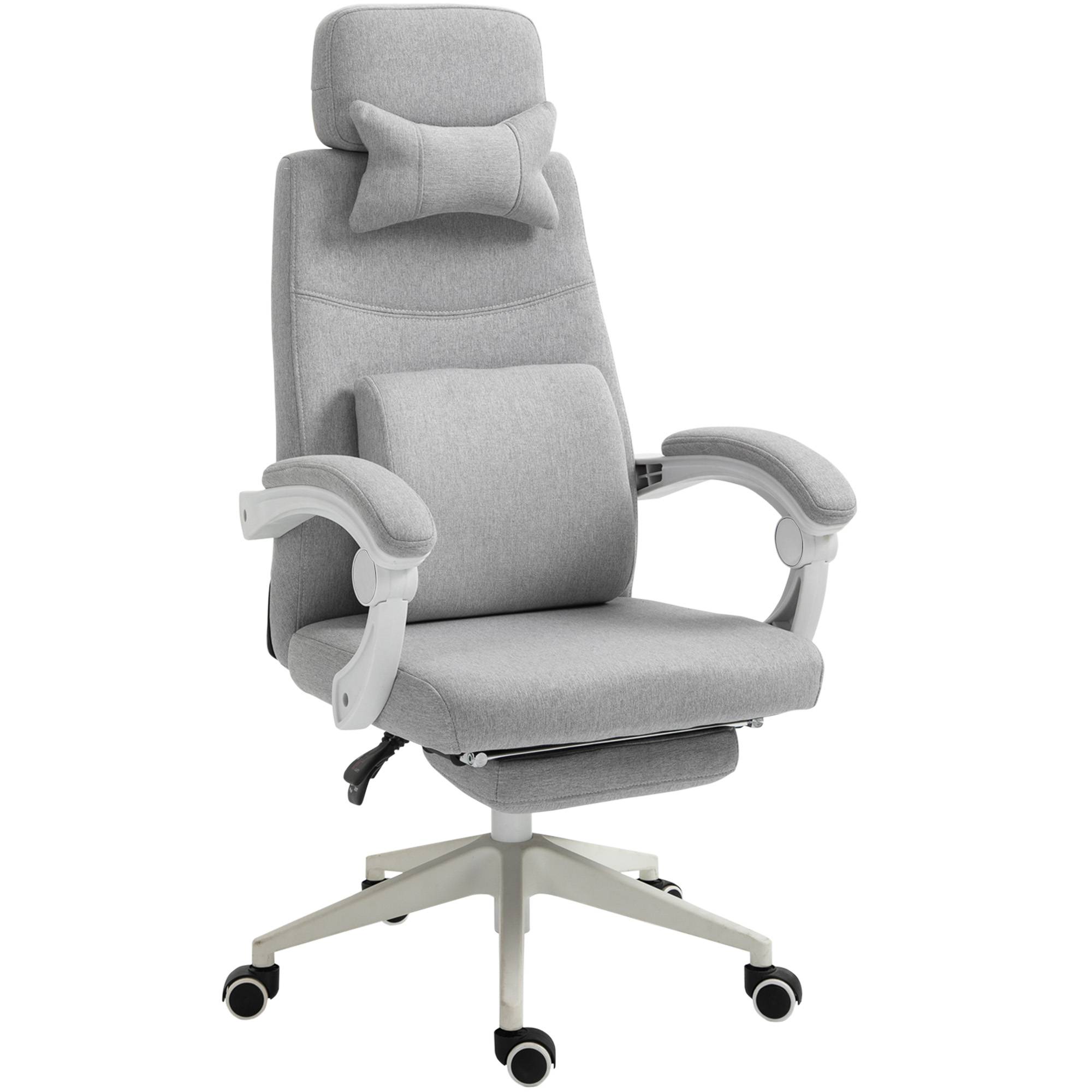 Vinsetto Fabric Office Chair with Reclining Backrest and Footrest - Grey - Image 2