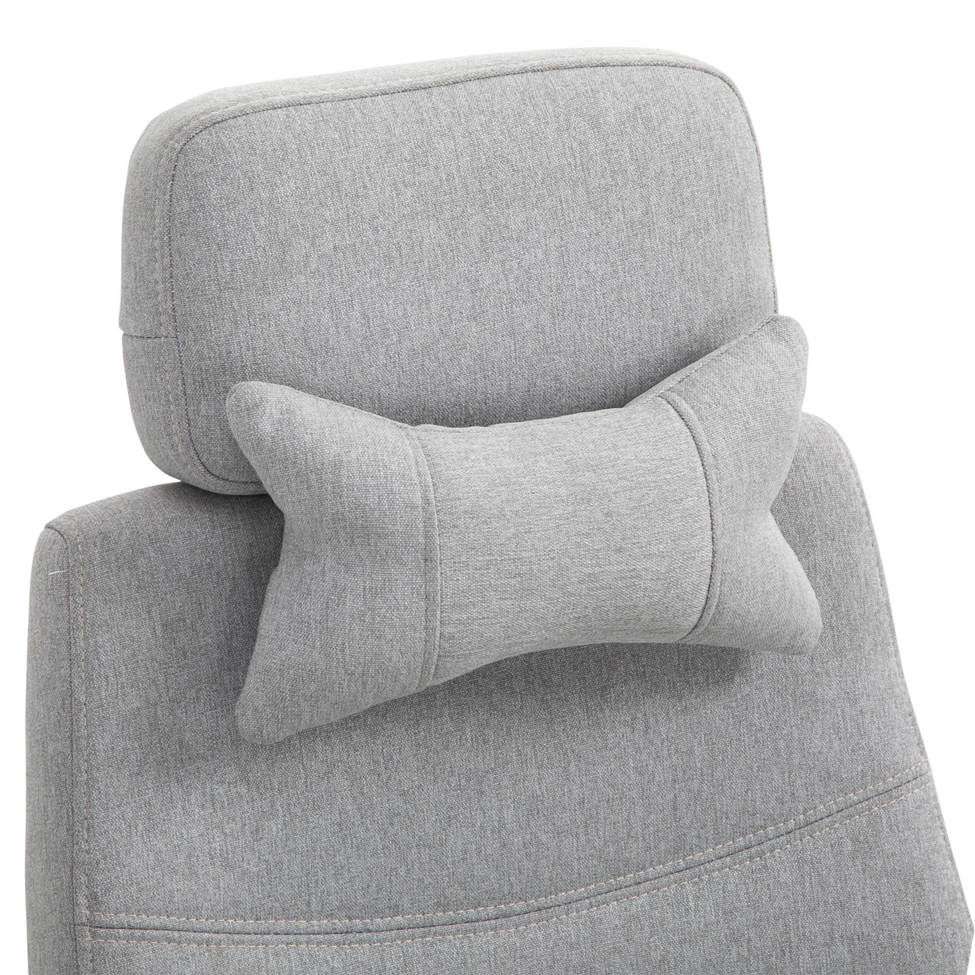 Vinsetto Fabric Office Chair with Reclining Backrest and Footrest - Grey - Image 5