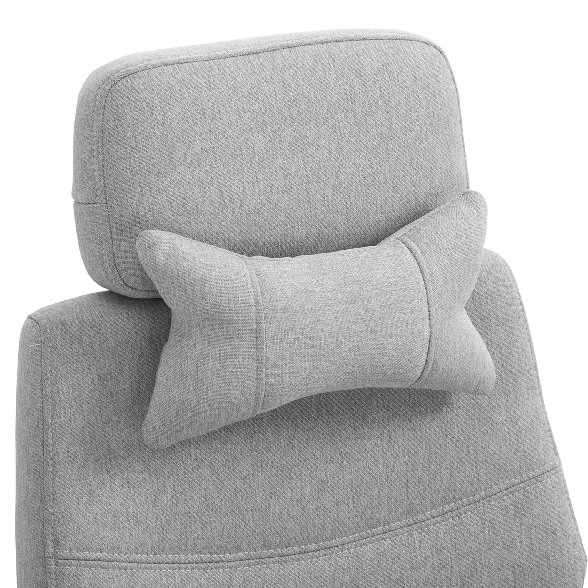Vinsetto Fabric Office Chair with Reclining Backrest and Footrest - Grey - Image 5