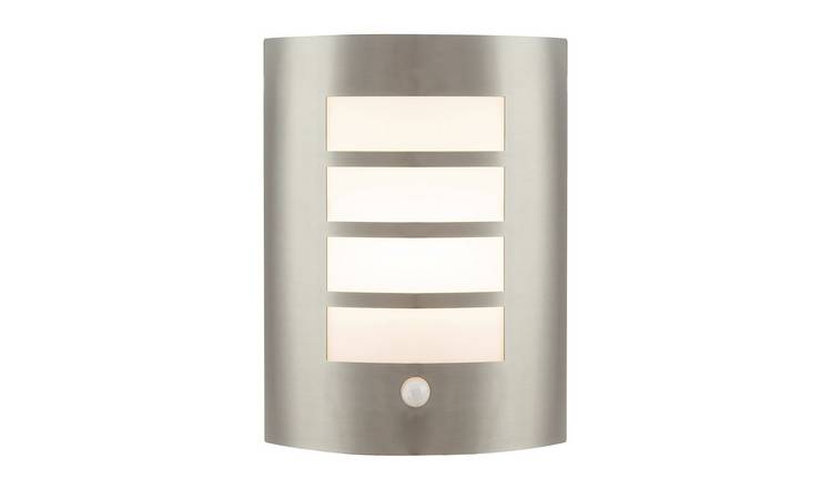 Happy Homewares IP44 Stainless Steel Flush with PIR Outdoor Wall Light - 22cm