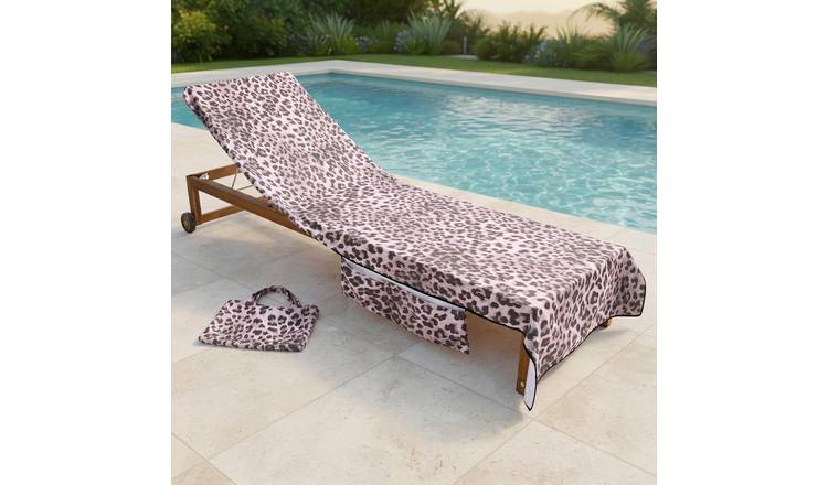 OHS Leopard Print Microfibre Beach Towel in a Bag - Mono