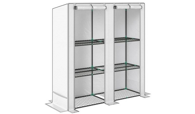 Outsunny Lean-to PE Cover Mini Greenhouse – White