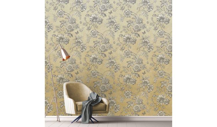 Grandeco Mimosa Ombre 3 lane Repeatable Textured Wallpaper Mural  - Yellow