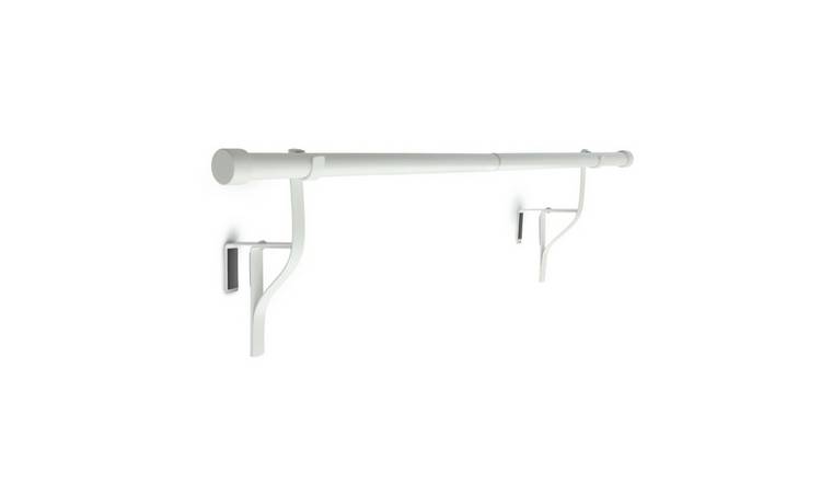 New Edge Blinds 16-19mm White No-Drill Over-Door Curtain Pole - 70cm - 120cm