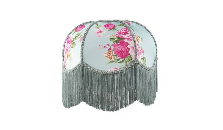 Happy Homewares Duck Egg and Pink Rose Victorian Lampshade - 36cm