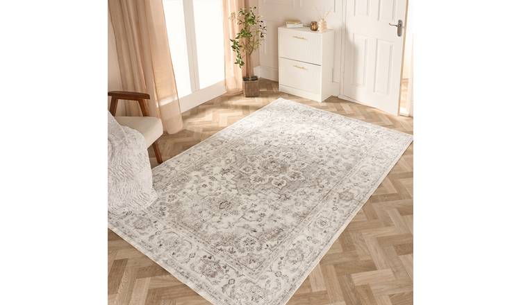 OHS Vintage Printed Washable Rug - 80 x 150cm - Natural