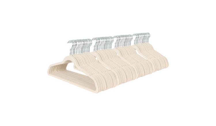 Harbour Housewares Non-Slip Velvet Hangers - 45cm - Ivory - Pack of 100