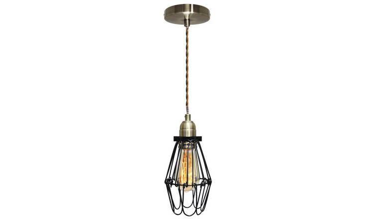 Energy Light Bulbs BIRDCAGE Metal Ceiling Pendant Light - Antique Brass