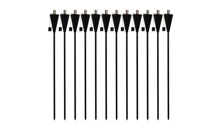 Harbour Housewares Metal Garden Torches - Cone - Black - Pack of 12