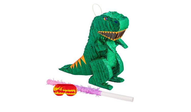Fax Potato 3pc Dinosaur Pinata Set with Stick & Blindfold - Pink Stick
