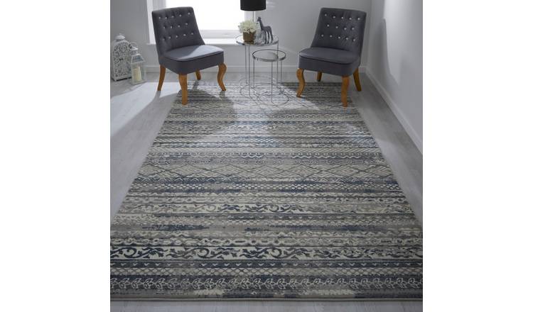 Mega Flooring Grey Modern Striped Rug - 80 x 140cm