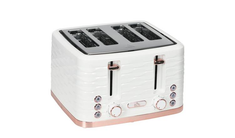 HOMCOM 4 Slice Toaster with 7 Browning Levels and Water Ripple Effect - White