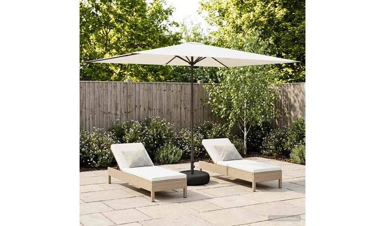 Walplus Rectangular Polyester Garden Parasol - Cream - 290 x 190 x 228 cm
