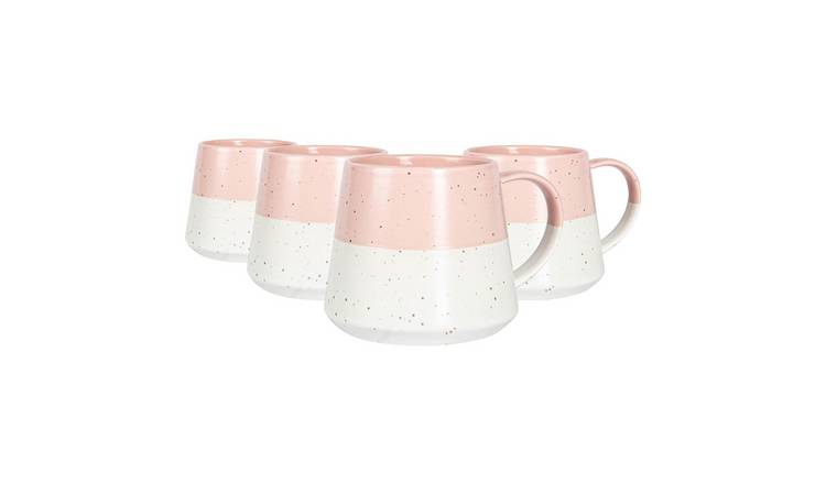 Nicola Spring Dipped Flecked Belly 370ml Mugs Pack of 4 - Dusty Pink