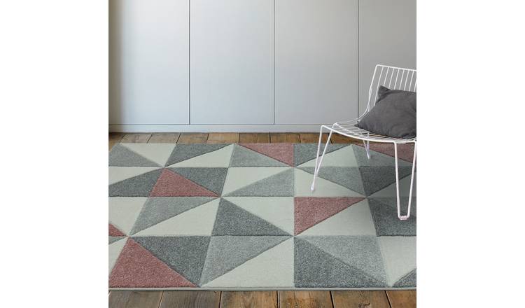 Mega Flooring Pink Modern Geometric Rug - 200 x 290cm