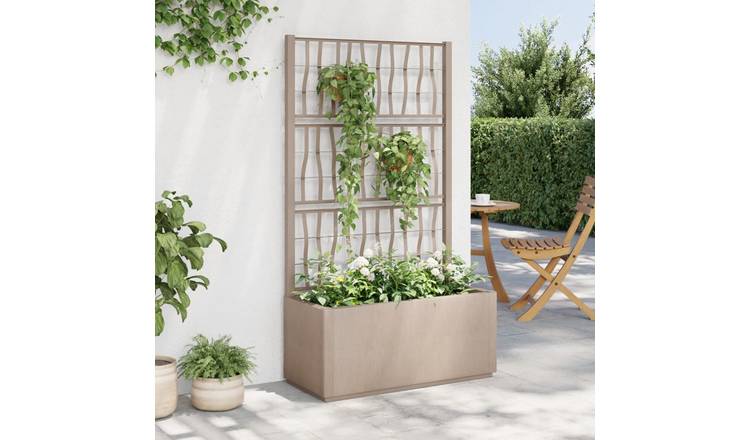 Walplus Polypropylene Garden Planter - Light Brown - 80 x 36 x 140 cm