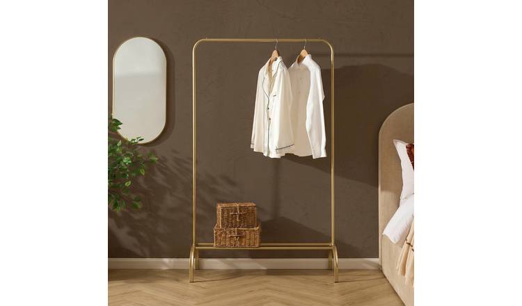 OHS Heavy Duty Clothes Rail With Shoe Rack - Gold