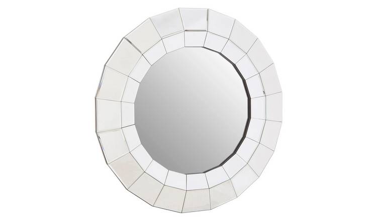 Orsina Puzzle Round Wall Mirror – Silver
