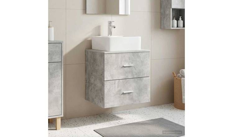 Walplus Engineered Wood Wall Sink Cabinet - Concrete Grey - 49.5 x 41 x 80 cm